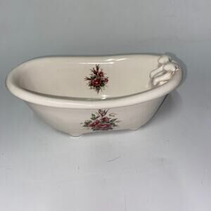 Vintage Athena Rose Rhapsody Claw Foot Bathtub Shaped Soap Dish Made in USA